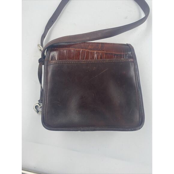 Vintage Brighton Leather Pebbled Brown Croc Embossed Shoulder Bag Purse - Picture 6 of 15